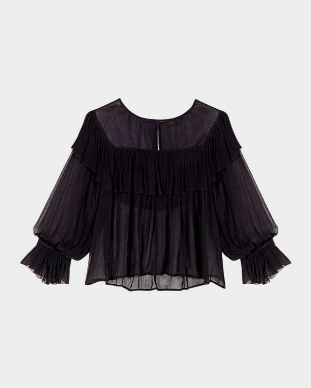 Litan Gathered Sheer Blouse